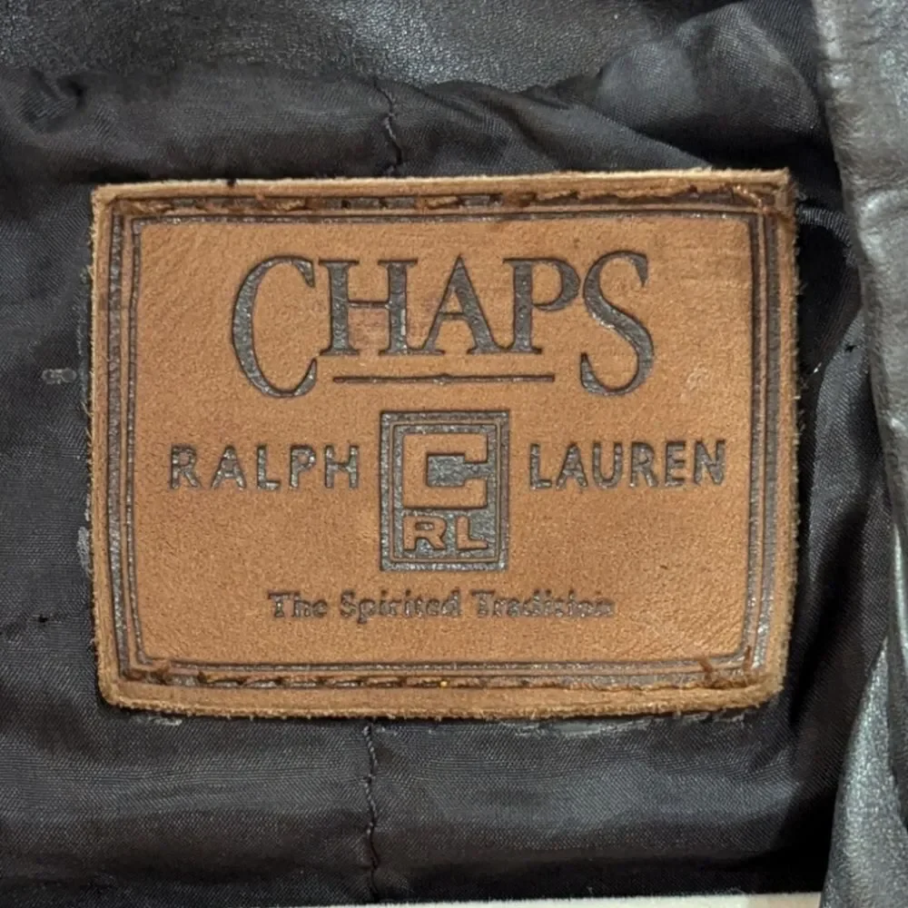 Vintage Ralph Lauren x Chaps U.S ARMY 100% Leather Moto Jacket Men's S in black - Picture 9 of 9